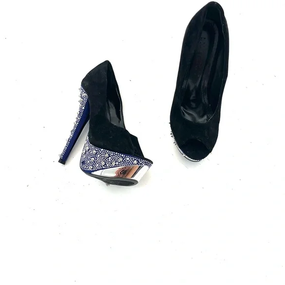 Liliana Women’s Blue Mirror Spike Heels 6.5 - Picture 2 of 8